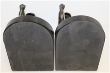 Two Crouching 'Lining Up the Putt' Golfer Bookends - No Markings