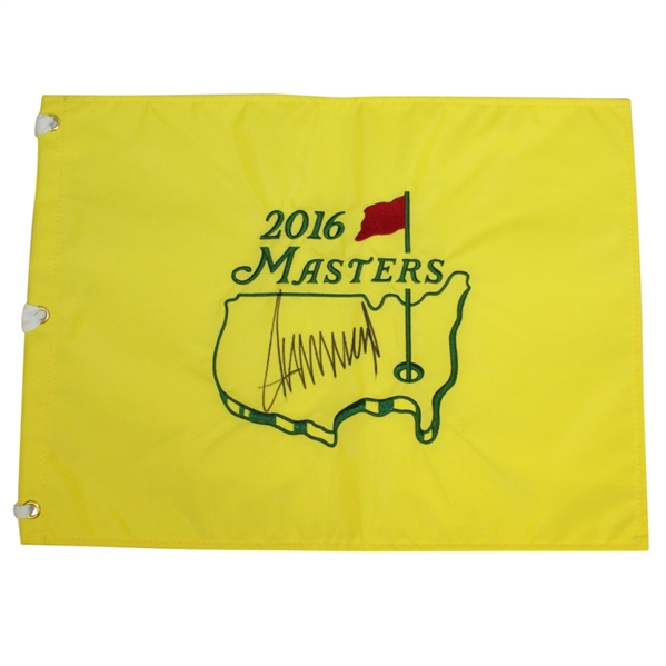 President Donald Trump Signed 2016 (The Year of Election) Masters Embroidered Flag JSA ALOA
