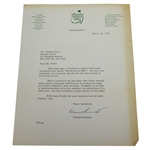 Augusta National Clifford Roberts Signed Letter to Charles Price March 18, 1963 JSA ALOA