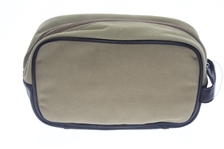 Augusta National Khaki Leather & Canvas Overnight/Shave Kit Bag