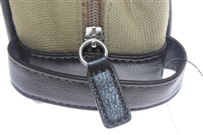 Augusta National Khaki Leather & Canvas Overnight/Shave Kit Bag