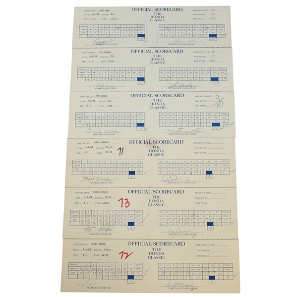 Six The Honda Classic Official Used Scorecards - Major Champs Signed JSA ALOA