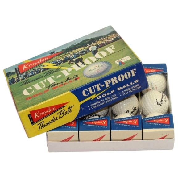 Dozen Tommy Bolt Signed Kroydon Cut-Proof Golf Balls Including Box JSA ALOA