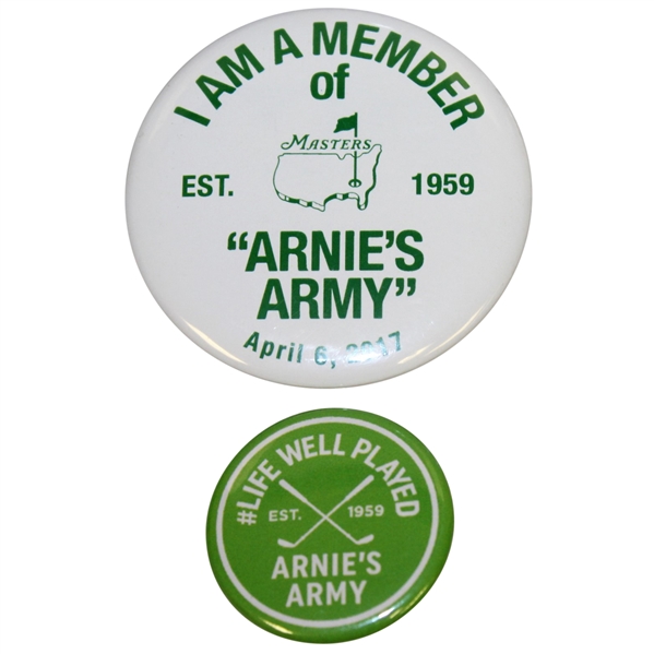 2017 Masters Arnies Army Pin & Life Well Played Arnies Army Est. 1959 Pin