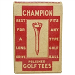 Vintage Champion Polished Golf Tees Box with Original Tees