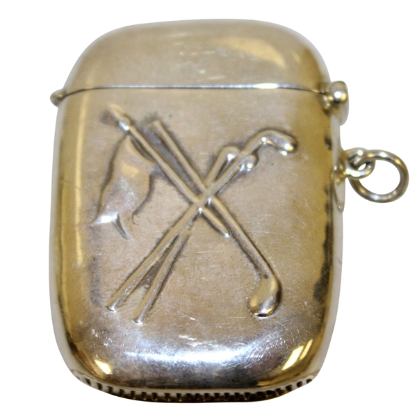 Sterling Silver Crossed Clubs & Flag Match Safe