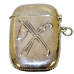 Sterling Silver Crossed Clubs & Flag Match Safe
