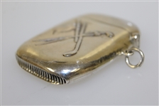 Sterling Silver Crossed Clubs & Flag Match Safe
