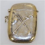 Sterling Silver Crossed Clubs & Flag Match Safe