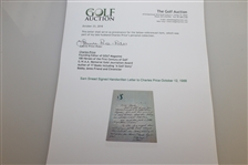 Sam Snead Signed Handwritten Letter to Charles Price October 12, 1988 JSA ALOA