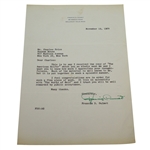 Francis Ouimet Signed Letter to Charles Price November 19, 1964 JSA ALOA