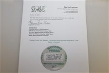 Charles Prices' 1991 Masters Tournament Working Press Badge #167 - Golf Digest - Pinehurst