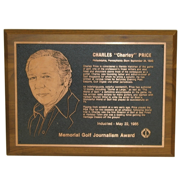 Charles Prices 1985 Memorial Gold Journalism Induction Award - As Sponsored By Jack Nicklaus