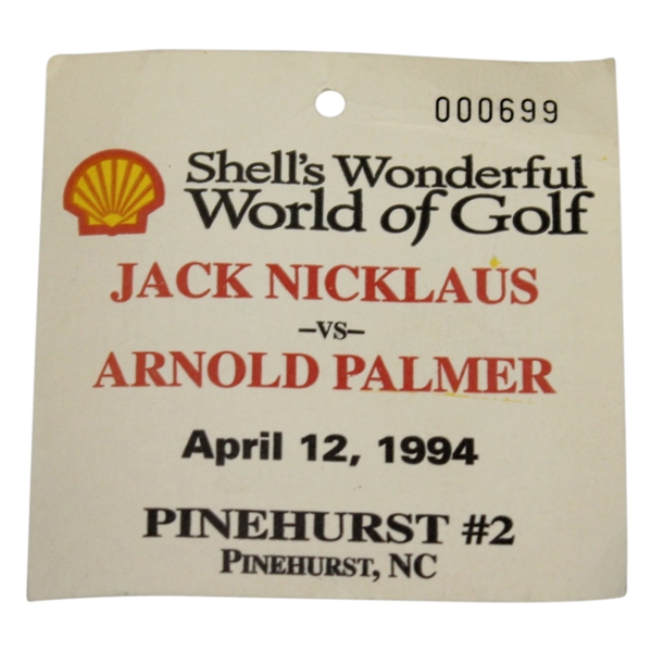 Arnold Palmer vs. Jack Nicklaus Shells Wonderful World of Golf Ticket #699 - Charles Price Collection