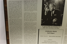 Charles Price's 1992 'The Last Days of Bobby Jones' GWAA First Place Plaque - Writing Competition