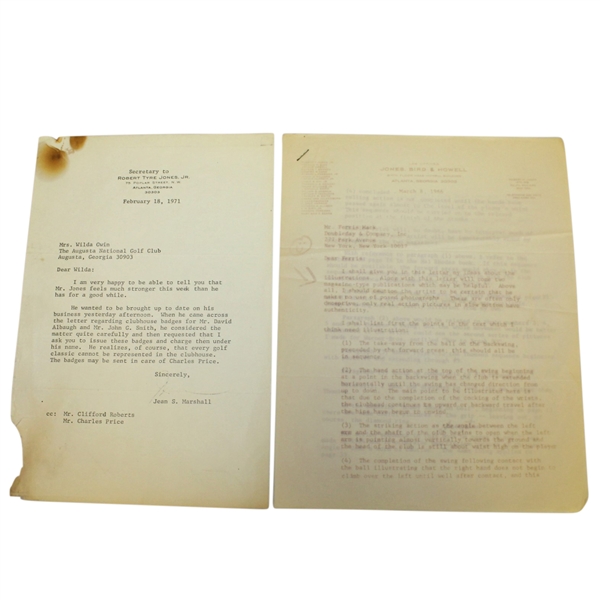 Bobby Jones Masters Badges, Book Photos, and other content - Charles Price Collection 