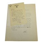 Herbert Warren Wind Signed Letter Plus Handwritten Note to Charles Price - March 6, 1954 JSA ALOA