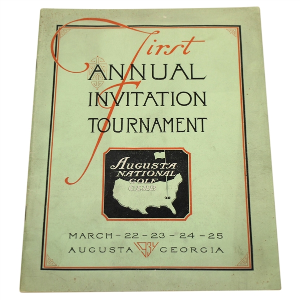 1934 Augusta National Invitation Tournament Program (1st Masters) - NEW FIND! TOP CONDITION!