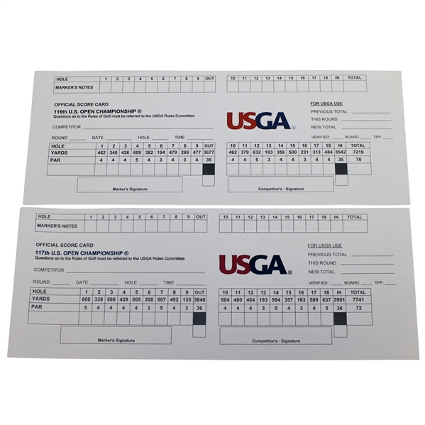 2016 & 2017 Official US Open Scorecards - Oakmont & Erin Hills