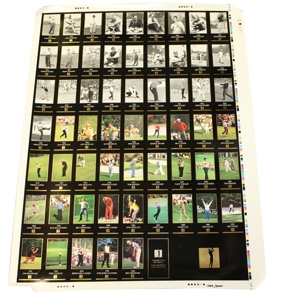 Uncut Sheet of Gold Foil Masters Grand Slam Ventures 1934-1996 Golf Cards