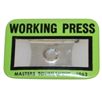 1963 Masters Tournament Working Press Badge - Jack Nicklaus Winner