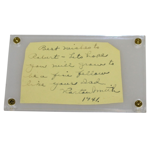 Horton Smith Signed Album Page Cut with Personal Note JSA ALOA