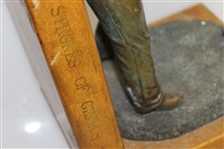 Detailed Brass Figural Golfer Bookend on 'Strokes of Genius' & 'Hole In One' - Pre-Swing