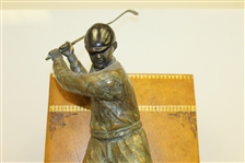Detailed Brass Figural Golfer Bookend on 'Strokes of Genius' & 'Hole In One' - Pre-Swing