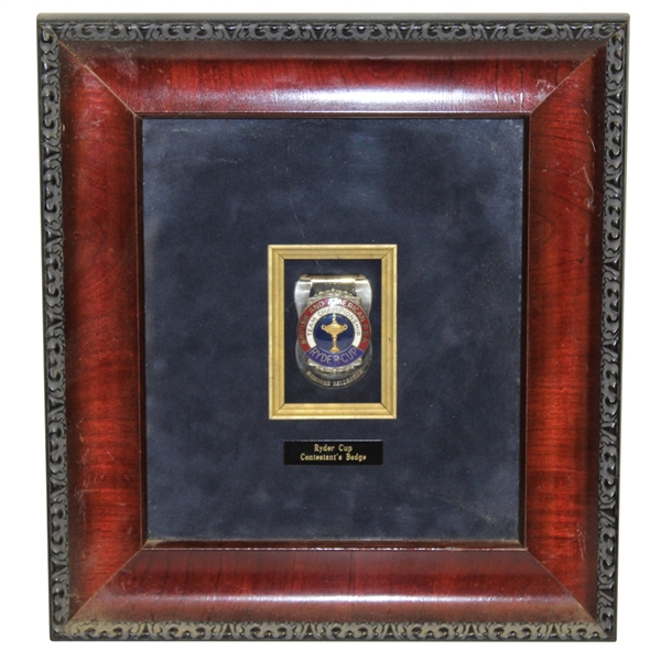 Bernhard Gallachers 1983 Ryder Cup Badge/Clip with Etched Name and Date - Framed