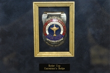 Bernhard Gallacher's 1983 Ryder Cup Badge/Clip with Etched Name and Date - Framed