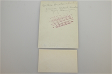 Willie Hunter (D-1968) Signed 3x5 Card with Wire Photo - 1921 Brit. Am Champ JSA ALOA