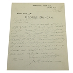 George Duncan (D-1964) Signed Letterhead - 1920 British Open Champ JSA ALOA