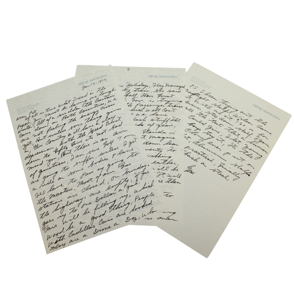 Gene Sarazen Signed Handwritten 5 Page Letter - Pans Graphite Clubs JSA ALOA