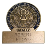 Robert Floyds 1996 US Amateur Contestant Badge-Semi-Finalist-Tiger Woods Record Third Straight Am. Win