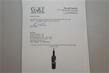 Greg Norman & Chris Evert Wedding Reception Gift Reserve Shiraz Bottle with Ball Mark