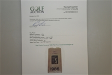 Ray Floyd's Personal 1986 PGA Tour Credential Badge/ Money Clip - U.S. Open Winning Year