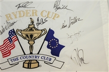 1999 Ryder Cup 'Battle at Brookline' Flag Signed by 11 US & 2 Euros W/Tiger JSA ALOA