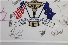 1999 Ryder Cup 'Battle at Brookline' Flag Signed by 11 US & 2 Euros W/Tiger JSA ALOA