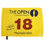 Nick Faldo Signed 2013 Open Championship Flag with Years Won Notation JSA #K54431
