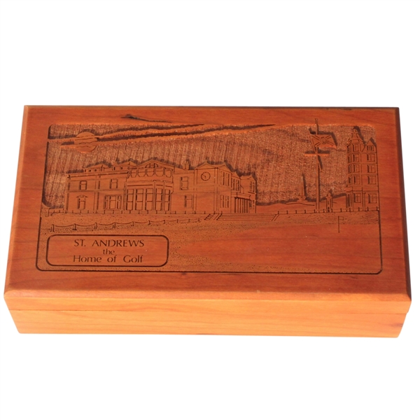 St. Andrews The Home Of Golf Wooden Etched Box - Excellent Condition