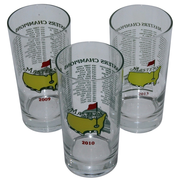 2009, 2010, & 2013 Masters Tournament Winners Commemorative Glasses