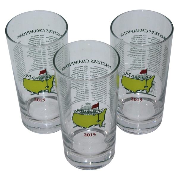 Three 2015 Masters Tournament Winners Commemorative Glasses
