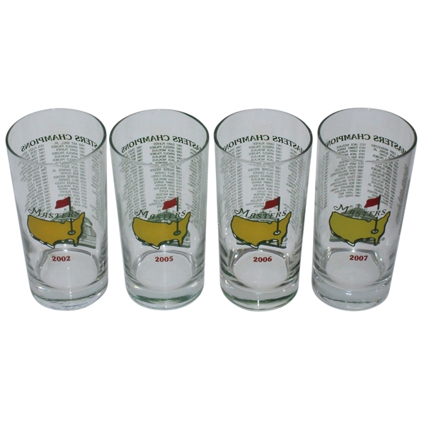 2002, 2005, 2006, & 2007 Masters Tournament Winners Commemorative Glasses