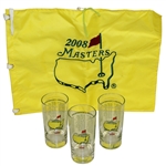2008 Masters Flag with Three 2008 Masters Tournament Winners Commemorative Glasses