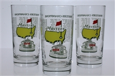 2008 Masters Flag with Three 2008 Masters Tournament Winners Commemorative Glasses