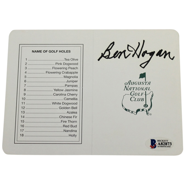 Ben Hogan Signed Official Augusta National Golf Club Scorecard FULL BECKETT #A82873