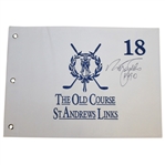 Nick Faldo Signed Old Course St. Andrews Embroidered Flag with Year Won JSA ALOA