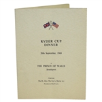 1969 Ryder Cup Dinner Menu at The Prince of Wales Southport