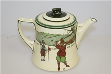 1920's Royal Doulton Golf Themed Teapot with Lid - R. Wayne Perkins Collection