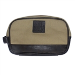 Augusta National Khaki Leather & Canvas Overnight/Shave Kit Bag